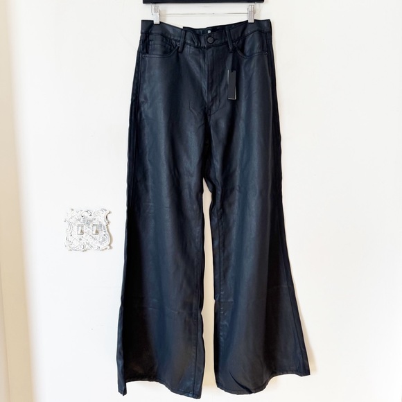 NWT Banana Republic The Coated Puddle Jean Black Wide Leg Trousers High Rise 29 - Picture 4 of 9